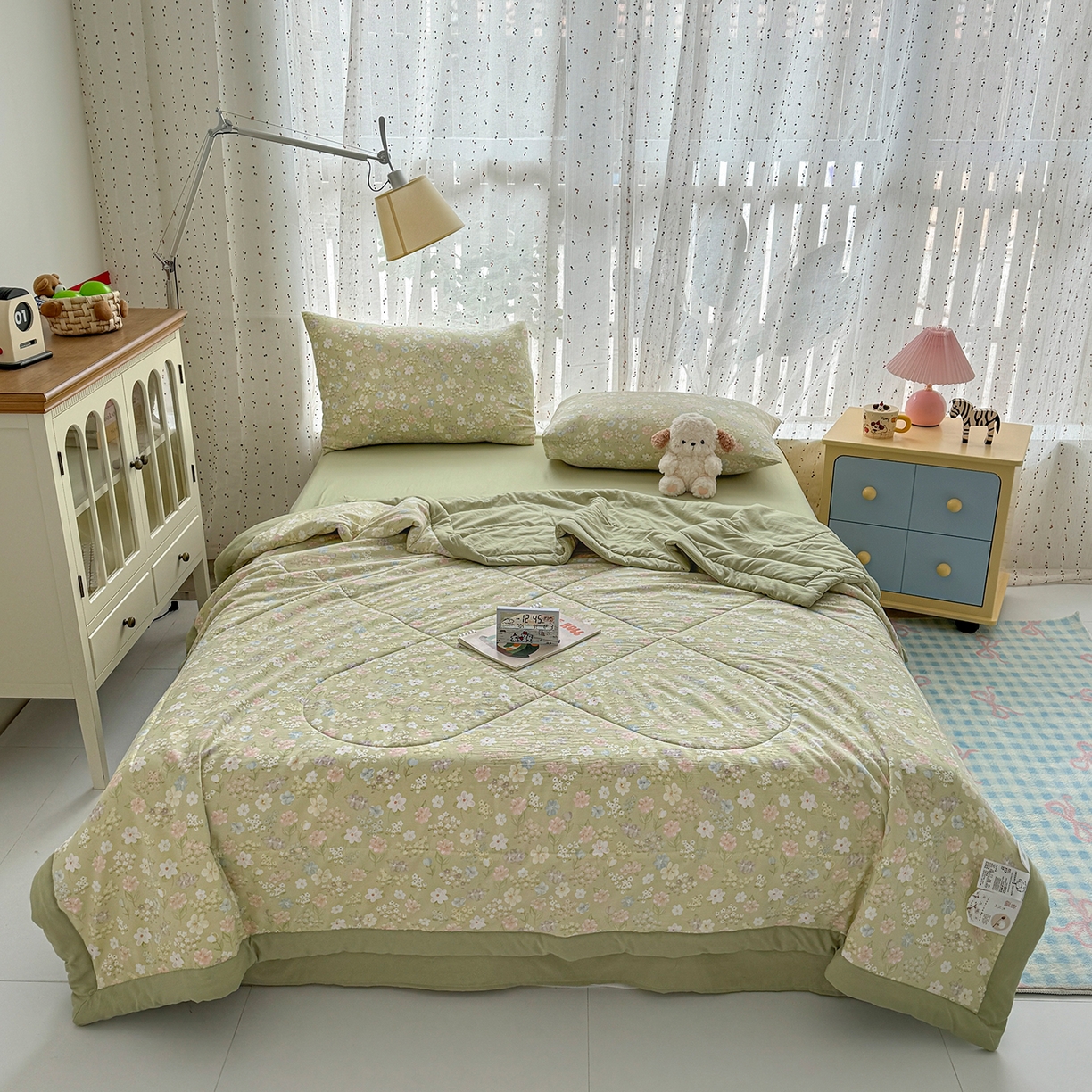 91家纺网 家纺一手货源 找家纺 尊妙被业 2026新款水洗棉棉花夏被100%新疆棉花填充包检测 木槿花