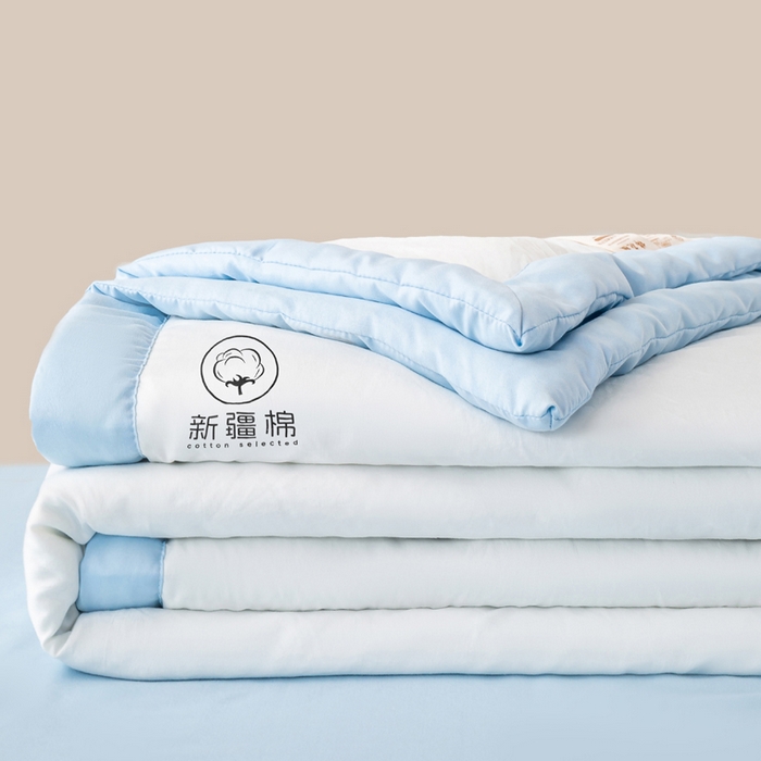 91家纺网 家纺一手货源 找家纺 （总）憨豆  2026新款撞色双拼新疆棉花被夏被无印风水洗棉空调被夏凉被子（常年有货）