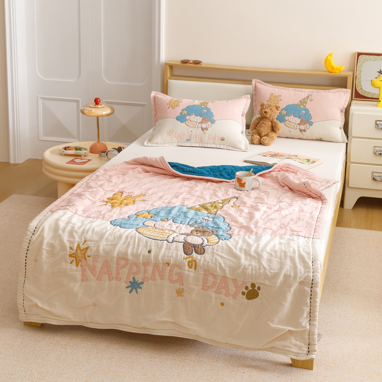 91家纺网 家纺一手货源 找家纺 悦然毛巾被 2026新款全棉纱布儿童泡泡被夏被盖毯  云顶星梦