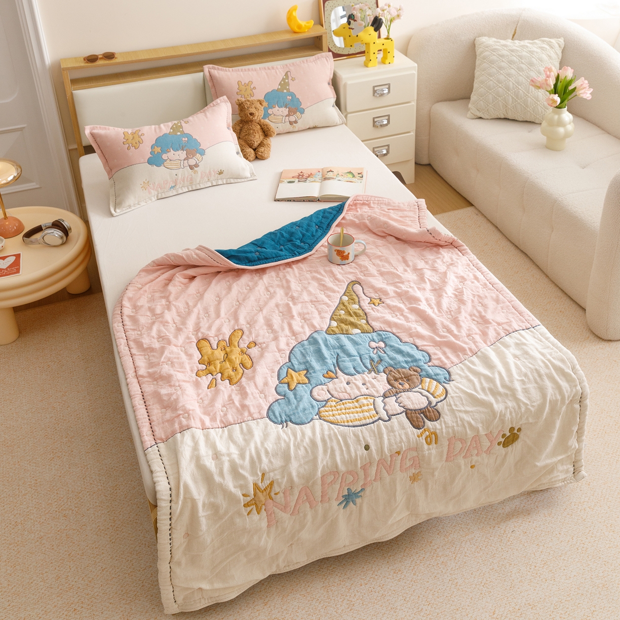 91家纺网 家纺一手货源 找家纺 悦然毛巾被 2026新款全棉纱布儿童泡泡被夏被盖毯  云顶星梦