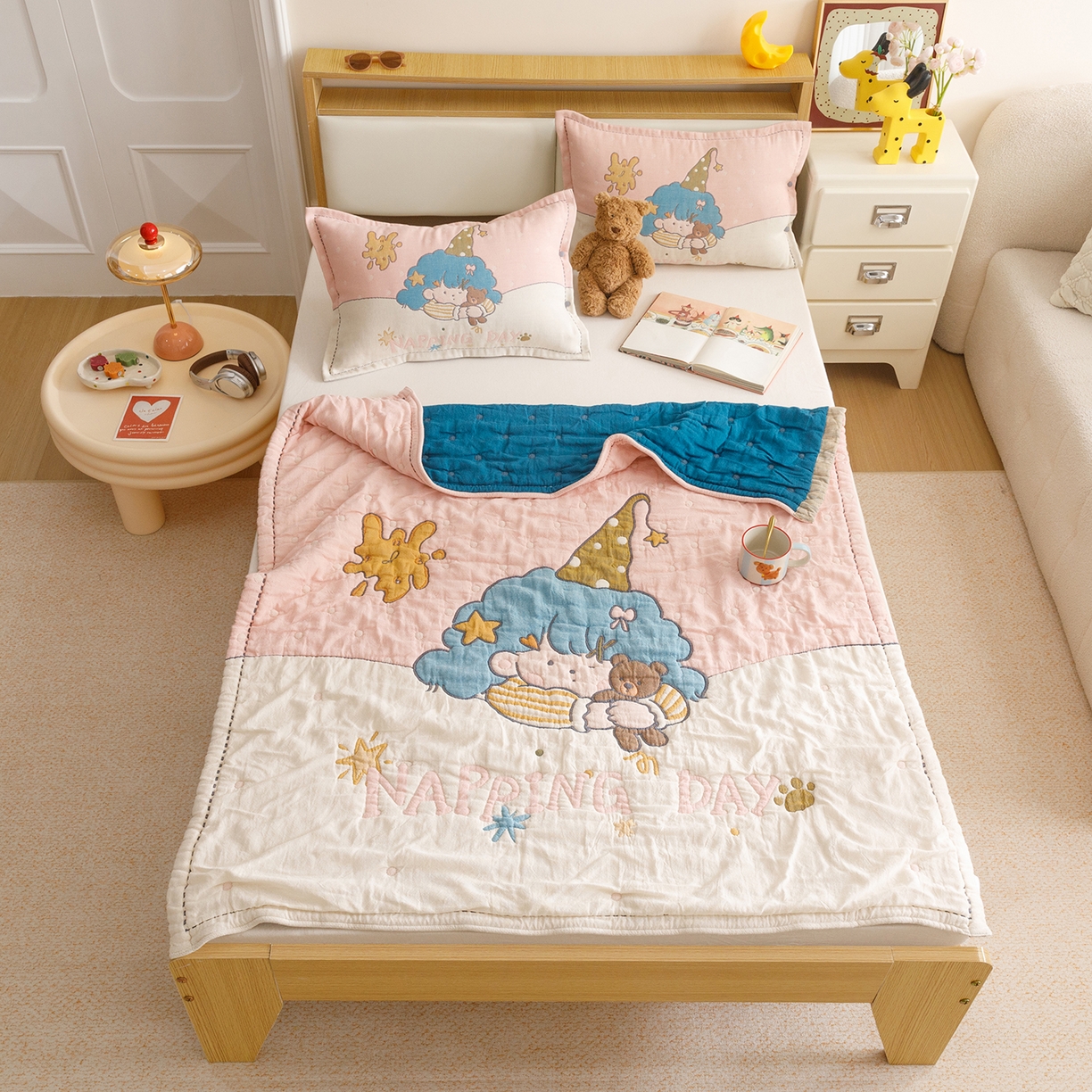 91家纺网 家纺一手货源 找家纺 悦然毛巾被 2026新款全棉纱布儿童泡泡被夏被盖毯  云顶星梦