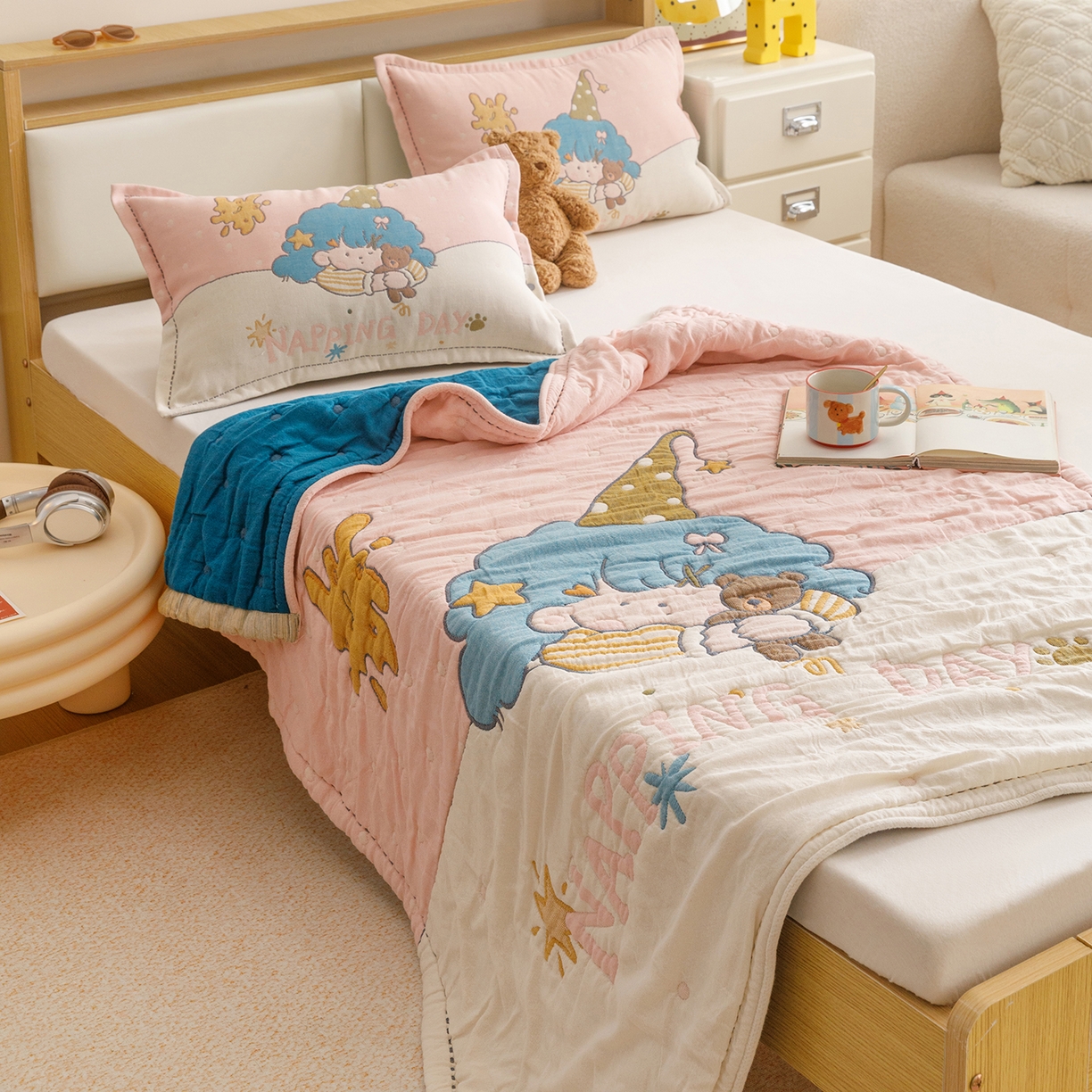 91家纺网 家纺一手货源 找家纺 悦然毛巾被 2026新款全棉纱布儿童泡泡被夏被盖毯  云顶星梦