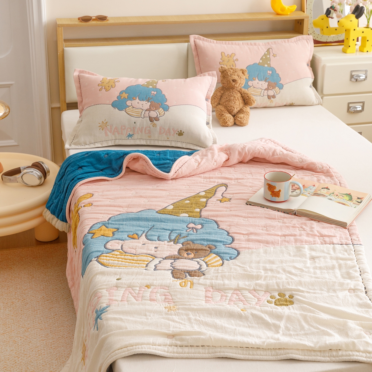 91家纺网 家纺一手货源 找家纺 悦然毛巾被 2026新款全棉纱布儿童泡泡被夏被盖毯  云顶星梦