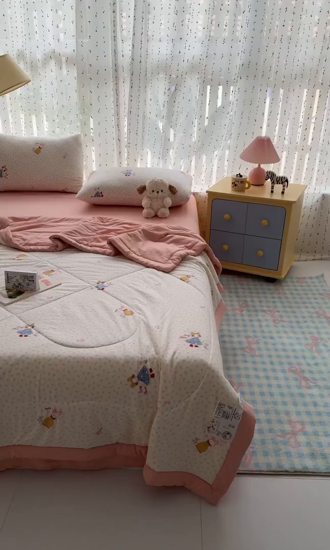 91家纺网 家纺一手货源 找家纺 尊妙被业 2026新款水洗棉棉花夏被100%新疆棉花填充包检测 甜心派派