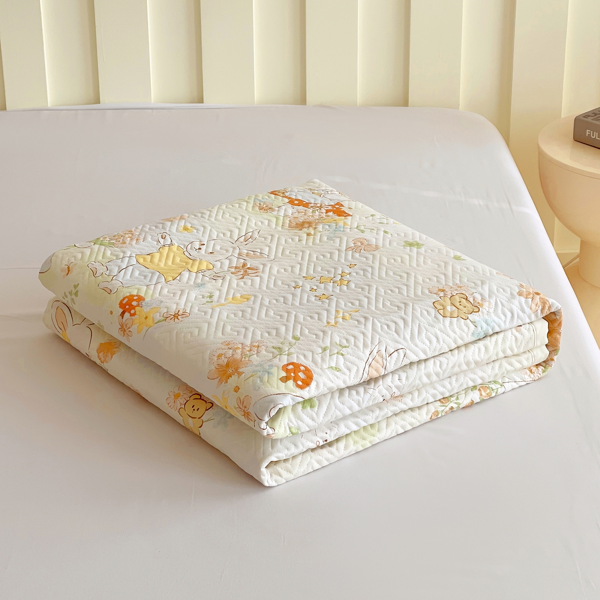 91家纺网 家纺一手货源 找家纺 金鑫汇家纺 2026春夏新款成人床新花型老粗布夹棉床盖软凉席席子可以机洗 春日童话