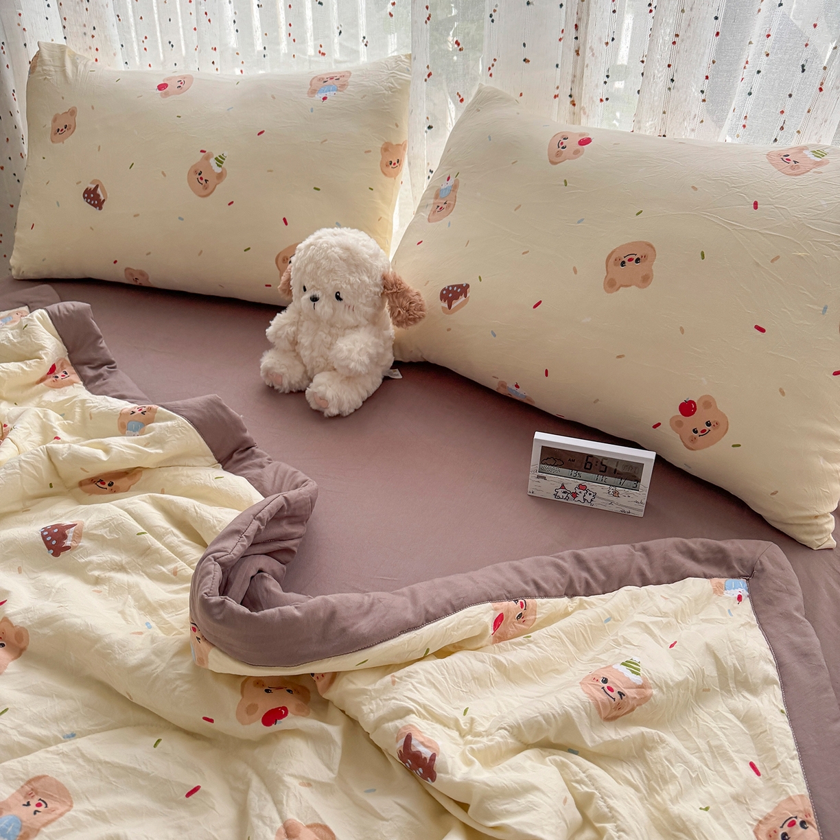 91家纺网 家纺一手货源 找家纺 尊妙被业 2026新款水洗棉棉花夏被100%新疆棉花填充包检测 蛋糕熊熊