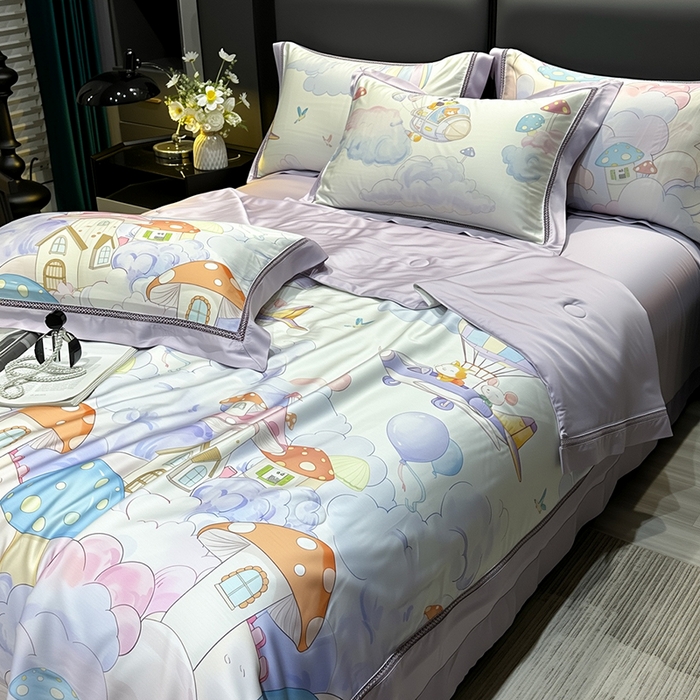 91家纺网 家纺一手货源 找家纺 欧夏家纺 2026新款兰精天丝数码印花镂空夏被空调被夏凉被薄被子可机洗 梦空间