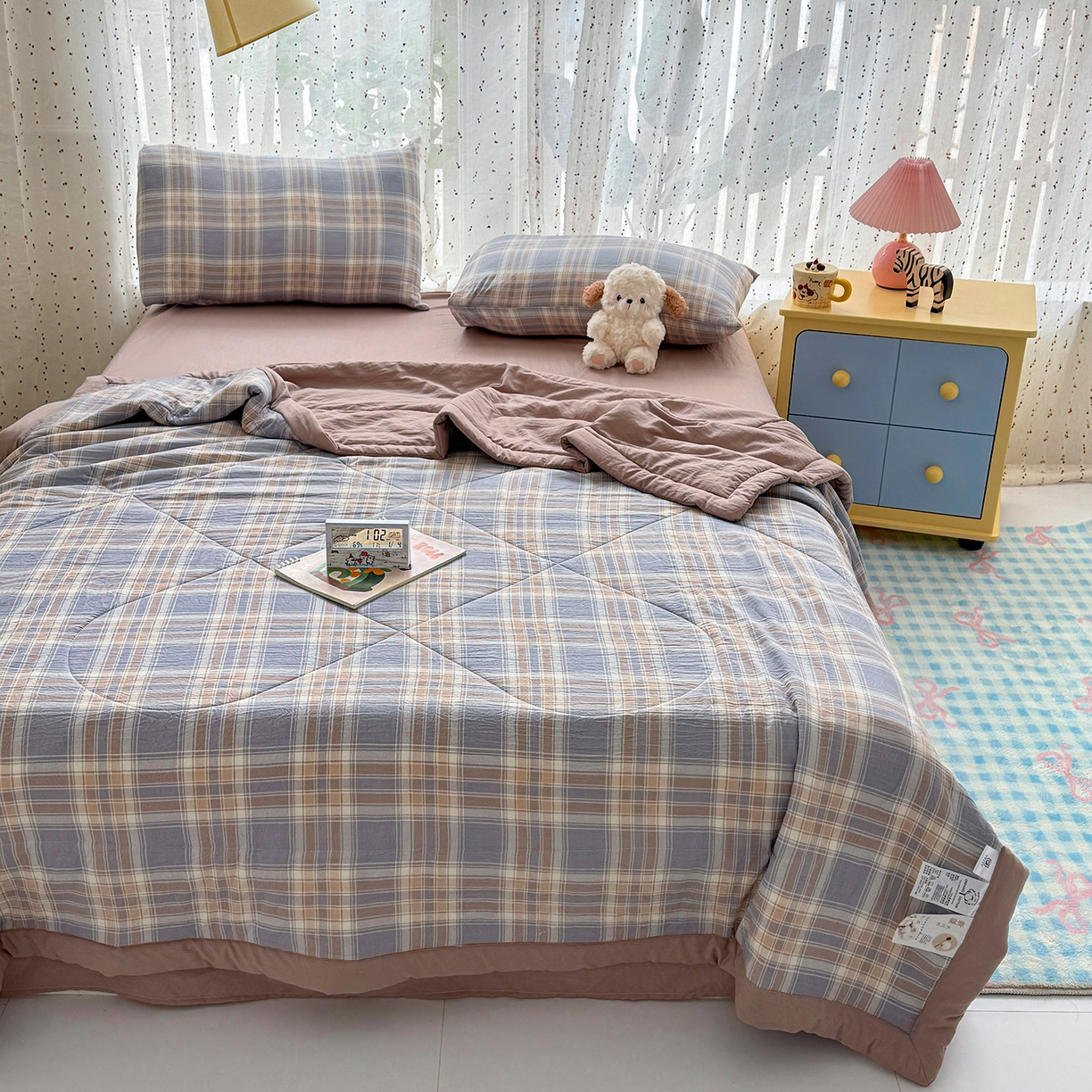 91家纺网 家纺一手货源 找家纺 尊妙被业 2026新款水洗棉棉花夏被100%新疆棉花填充包检测 水洗格