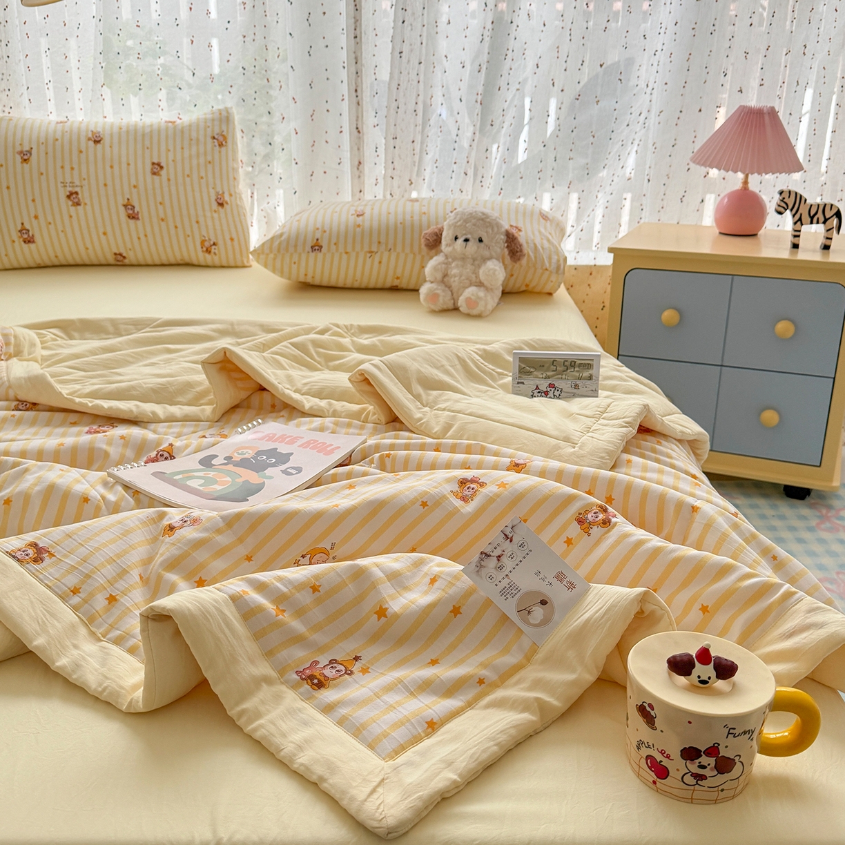 91家纺网 家纺一手货源 找家纺 尊妙被业 2026新款水洗棉棉花夏被100%新疆棉花填充包检测 芝士星星仔