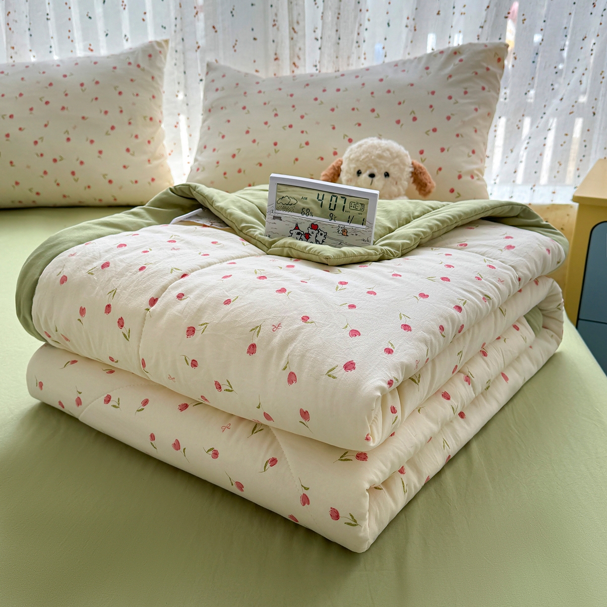 91家纺网 家纺一手货源 找家纺 尊妙被业 2026新款水洗棉棉花夏被100%新疆棉花填充包检测 浪漫花海