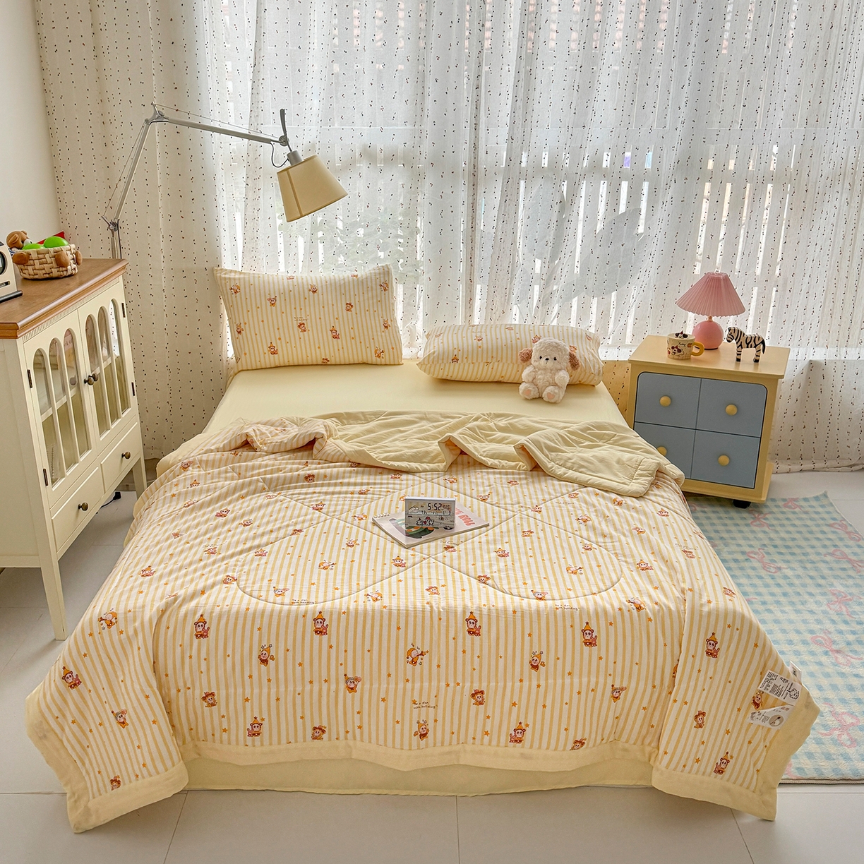 91家纺网 家纺一手货源 找家纺 尊妙被业 2026新款水洗棉棉花夏被100%新疆棉花填充包检测 芝士星星仔