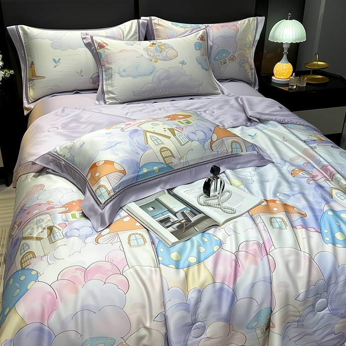 91家纺网 家纺一手货源 找家纺 欧夏家纺 2026新款兰精天丝数码印花镂空夏被空调被夏凉被薄被子可机洗 梦空间