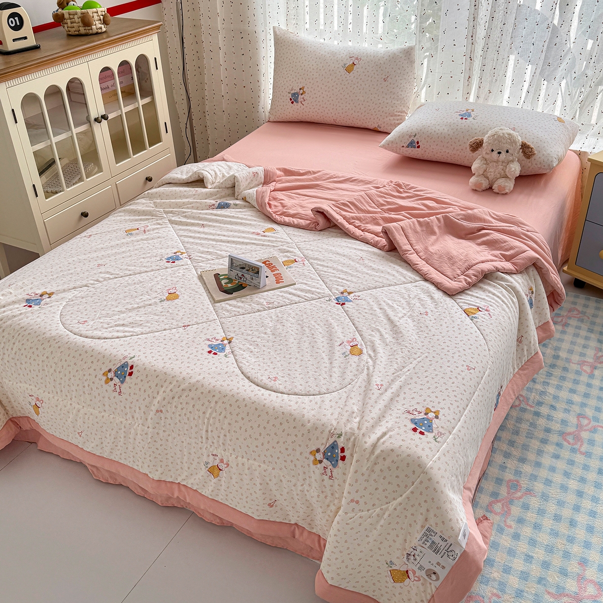 91家纺网 家纺一手货源 找家纺 尊妙被业 2026新款水洗棉棉花夏被100%新疆棉花填充包检测 甜心派派