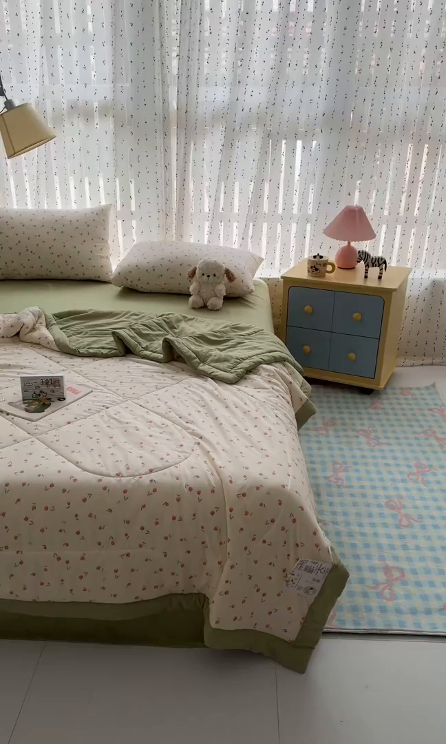 91家纺网 家纺一手货源 找家纺 尊妙被业 2026新款水洗棉棉花夏被100%新疆棉花填充包检测 浪漫花海