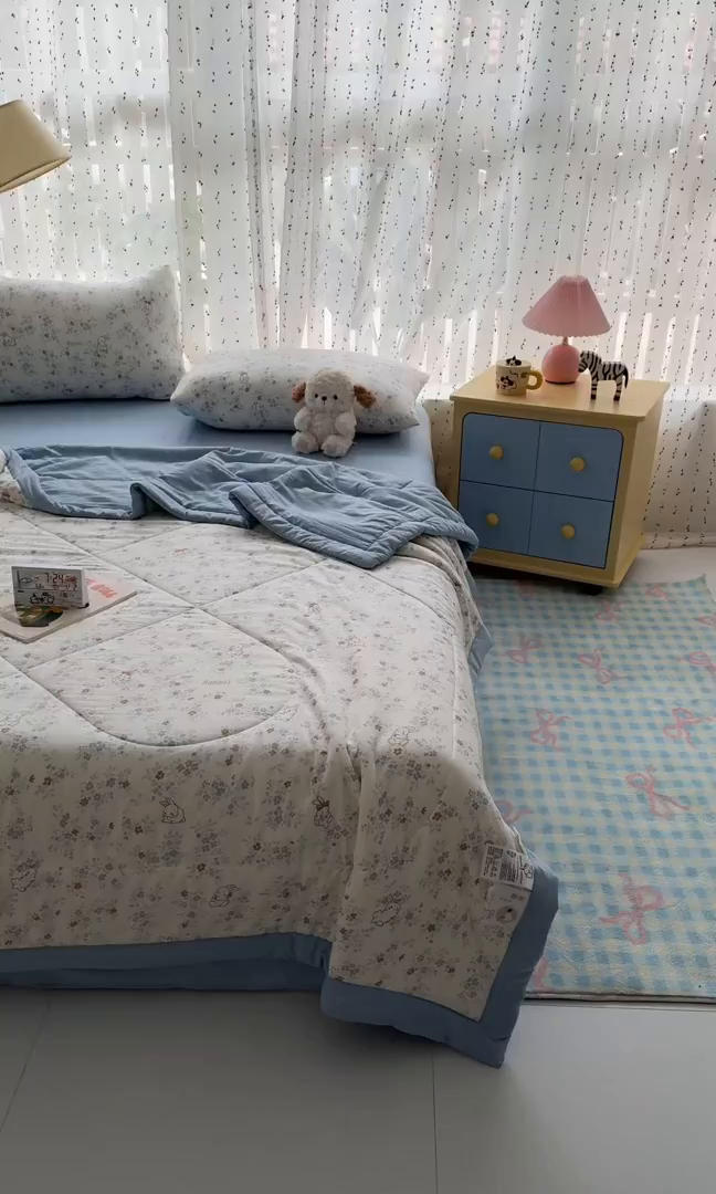 91家纺网 家纺一手货源 找家纺 尊妙被业 2026新款水洗棉棉花夏被100%新疆棉花填充包检测 繁花兔兔