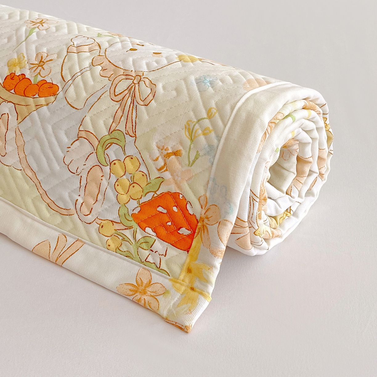 91家纺网 家纺一手货源 找家纺 金鑫汇家纺 2026春夏新款成人床新花型老粗布夹棉床盖软凉席席子可以机洗 春日童话