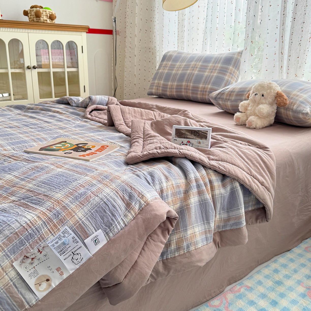 91家纺网 家纺一手货源 找家纺 尊妙被业 2026新款水洗棉棉花夏被100%新疆棉花填充包检测 水洗格