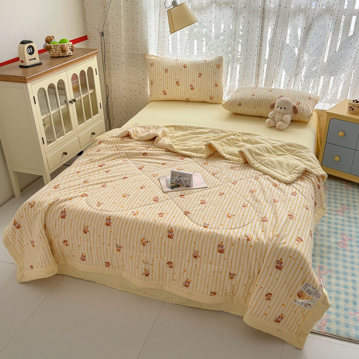 91家纺网 家纺一手货源 找家纺 尊妙被业 2026新款水洗棉棉花夏被100%新疆棉花填充包检测 芝士星星仔