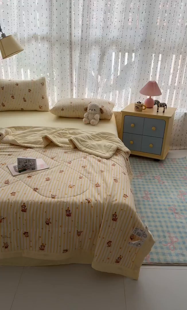 91家纺网 家纺一手货源 找家纺 尊妙被业 2026新款水洗棉棉花夏被100%新疆棉花填充包检测 芝士星星仔