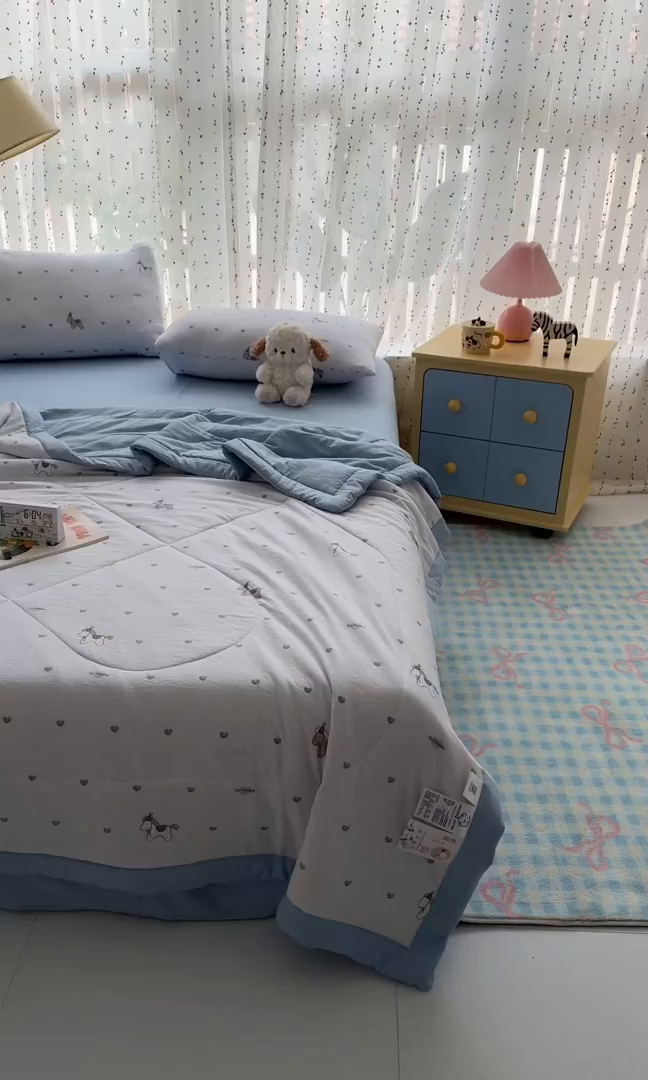 91家纺网 家纺一手货源 找家纺 尊妙被业 2026新款水洗棉棉花夏被100%新疆棉花填充包检测 爱心木马