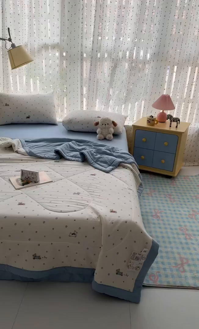 91家纺网 家纺一手货源 找家纺 尊妙被业 2026新款水洗棉棉花夏被100%新疆棉花填充包检测 小狗日记