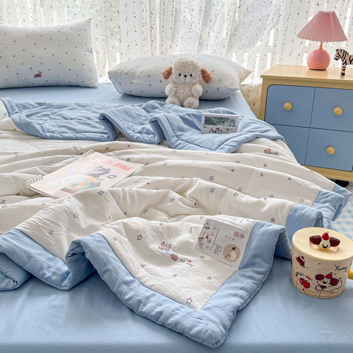 91家纺网 家纺一手货源 找家纺 尊妙被业 2026新款水洗棉棉花夏被100%新疆棉花填充包检测 小狗日记