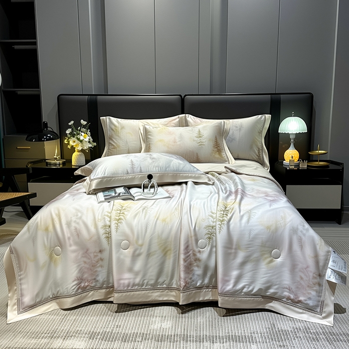 91家纺网 家纺一手货源 找家纺 欧夏家纺 2026新款兰精天丝数码印花镂空夏被空调被夏凉被薄被子可机洗 秘境