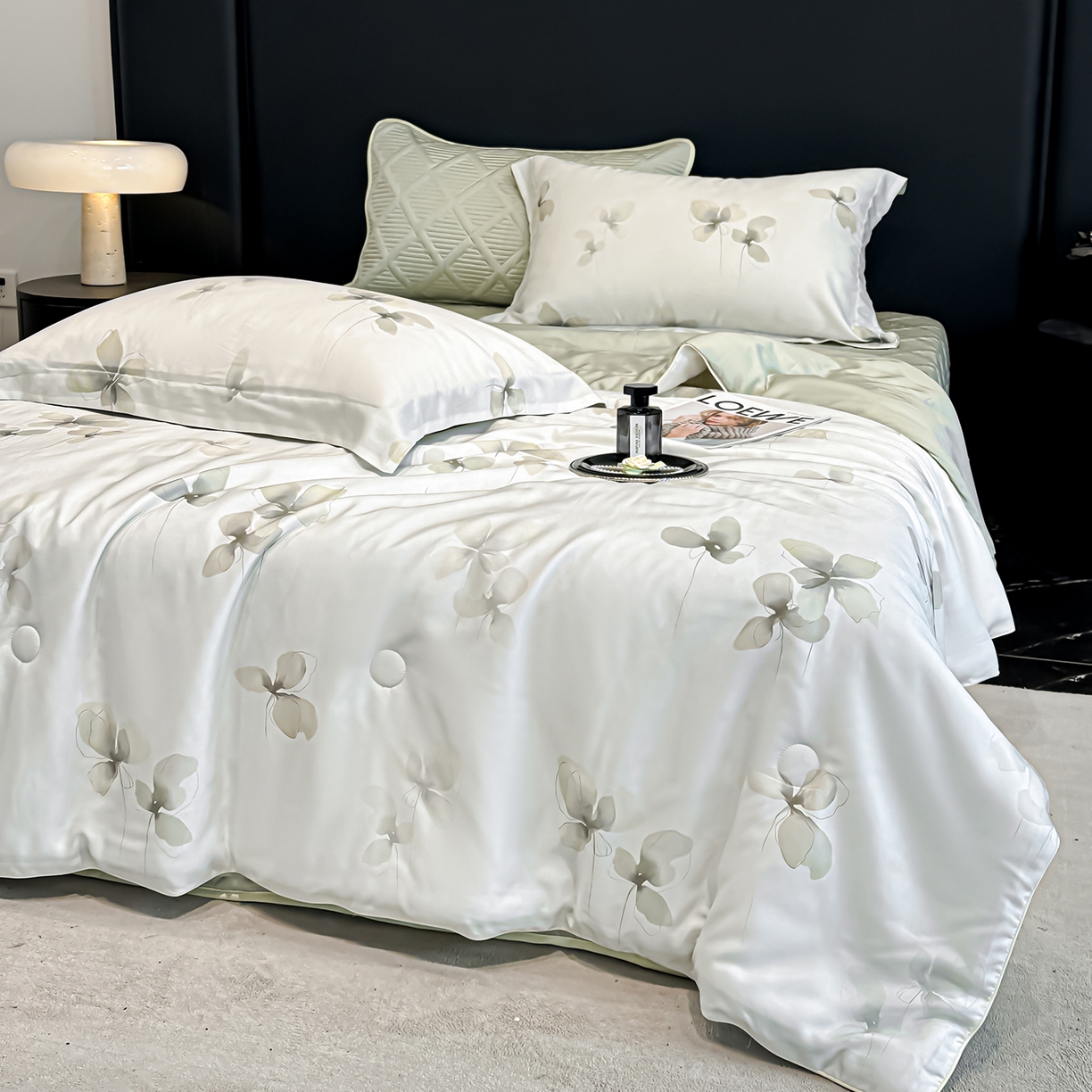 91家纺网 家纺一手货源 找家纺 吾诺家居 2026春夏新款数码印花莱赛尔天丝夏被夏凉被空调被-天印系列 清雅