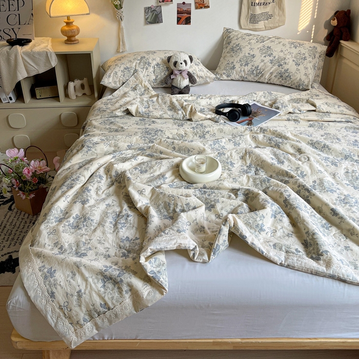 91家纺网 家纺一手货源 找家纺 （总）耀悦家纺 2026新款纯棉a类棉纱夏被60支大豆纤维夏凉被双层纱