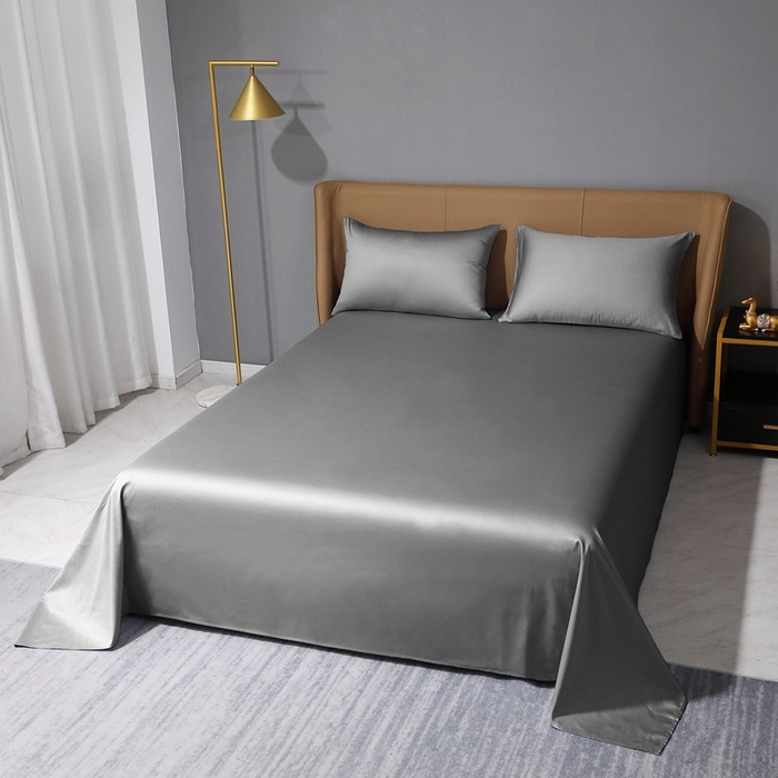 91家纺网 家纺一手货源 找家纺 晶缦家纺 2026新全棉A类纯棉100支贡缎长绒棉纯色多规格四件套-绮云系列 绮云-中度灰