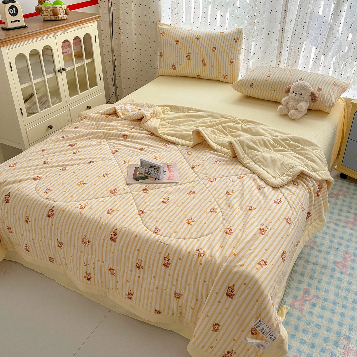 91家纺网 家纺一手货源 找家纺 尊妙被业 2026新款水洗棉棉花夏被100%新疆棉花填充包检测 芝士星星仔