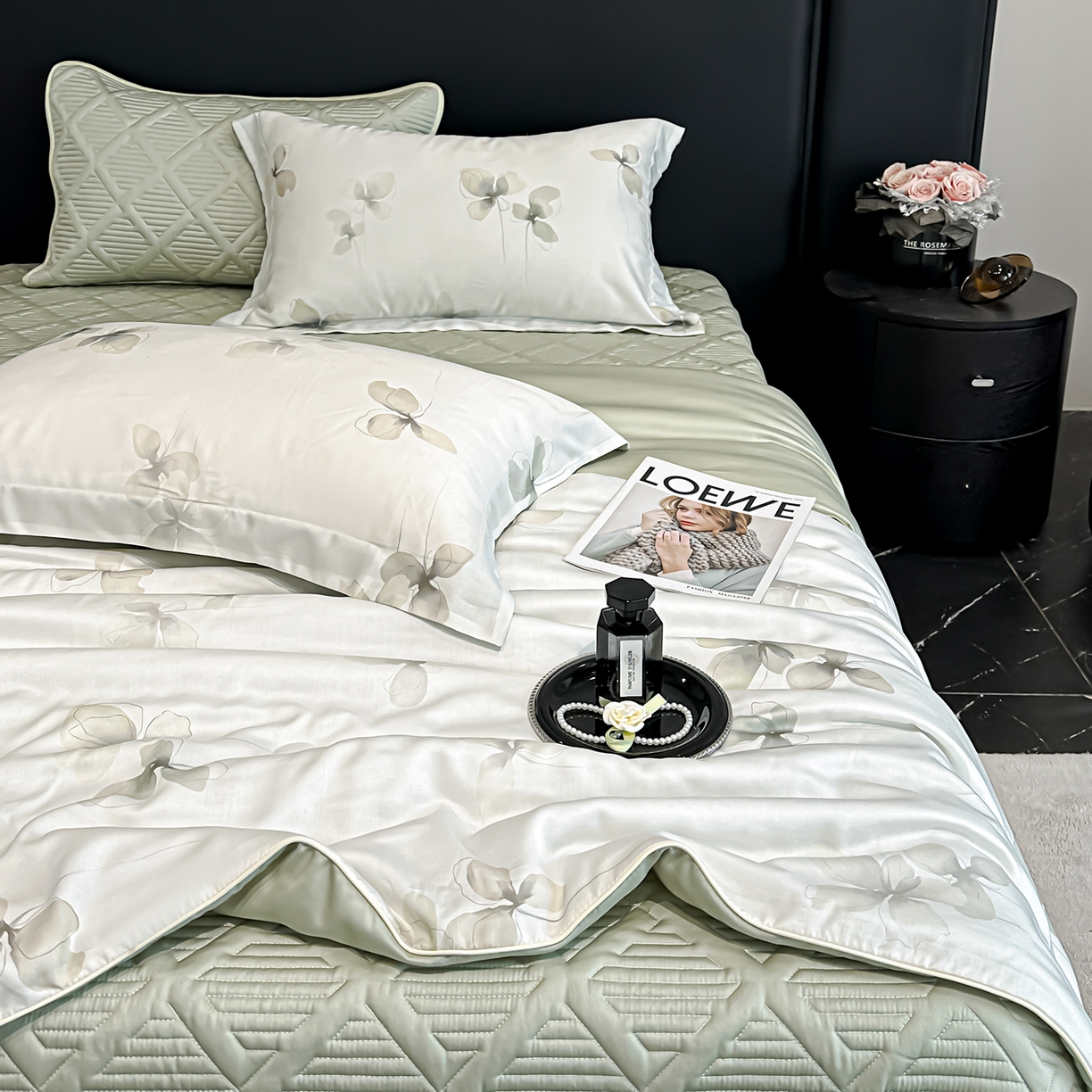 91家纺网 家纺一手货源 找家纺 吾诺家居 2026春夏新款数码印花莱赛尔天丝夏被夏凉被空调被-天印系列 清雅