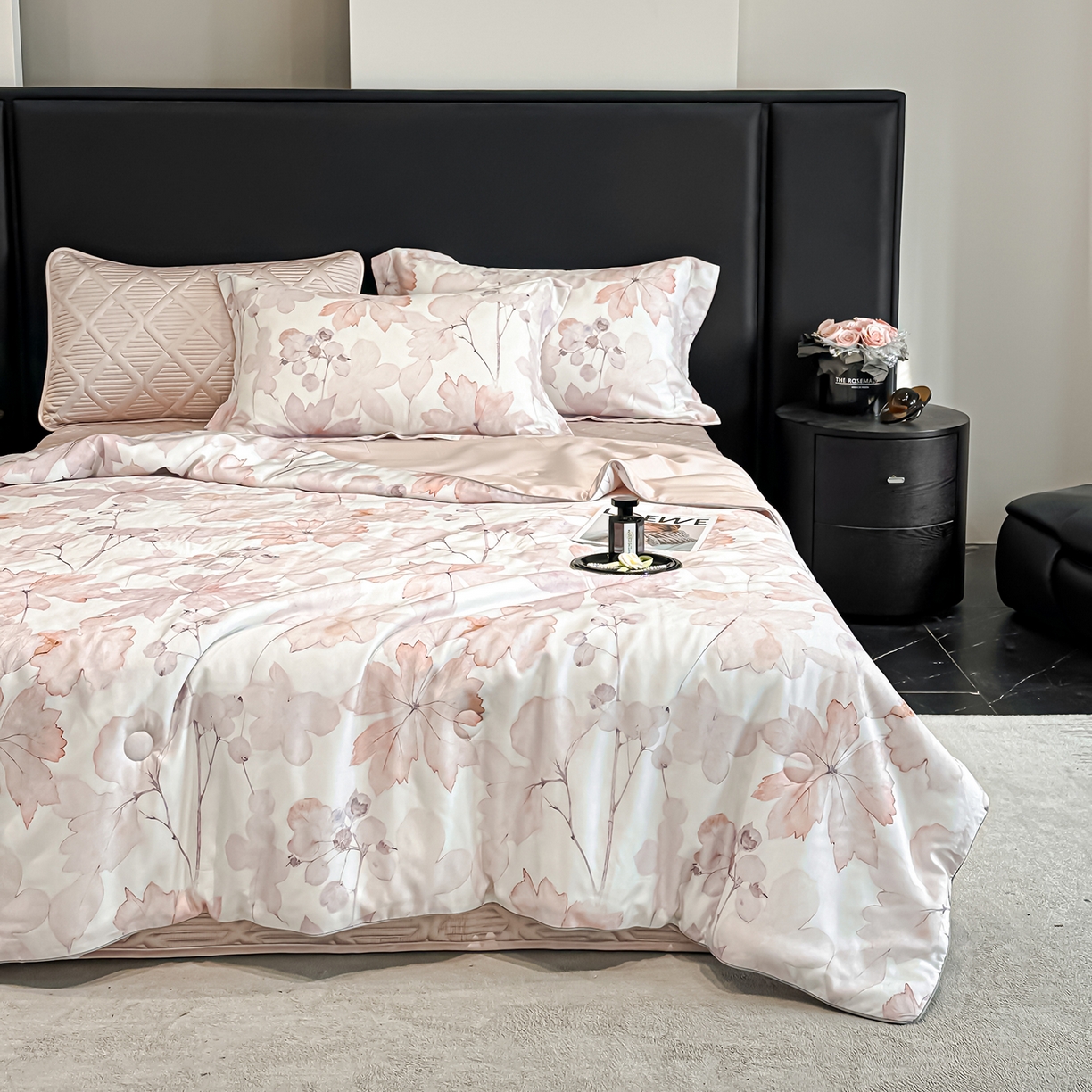 91家纺网 家纺一手货源 找家纺 吾诺家居 2026春夏新款数码印花莱赛尔天丝夏被夏凉被空调被-天印系列 相思叶