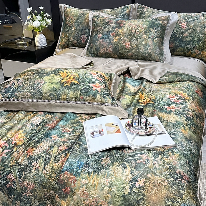 91家纺网 家纺一手货源 找家纺 欧夏家纺 2026新款兰精天丝数码印花镂空夏被空调被夏凉被薄被子可机洗 慕斯