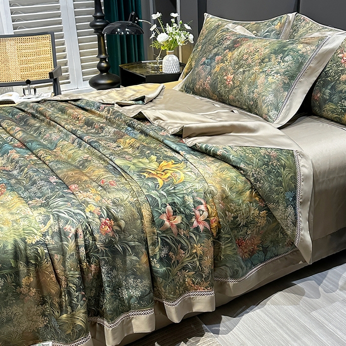 91家纺网 家纺一手货源 找家纺 欧夏家纺 2026新款兰精天丝数码印花镂空夏被空调被夏凉被薄被子可机洗 慕斯