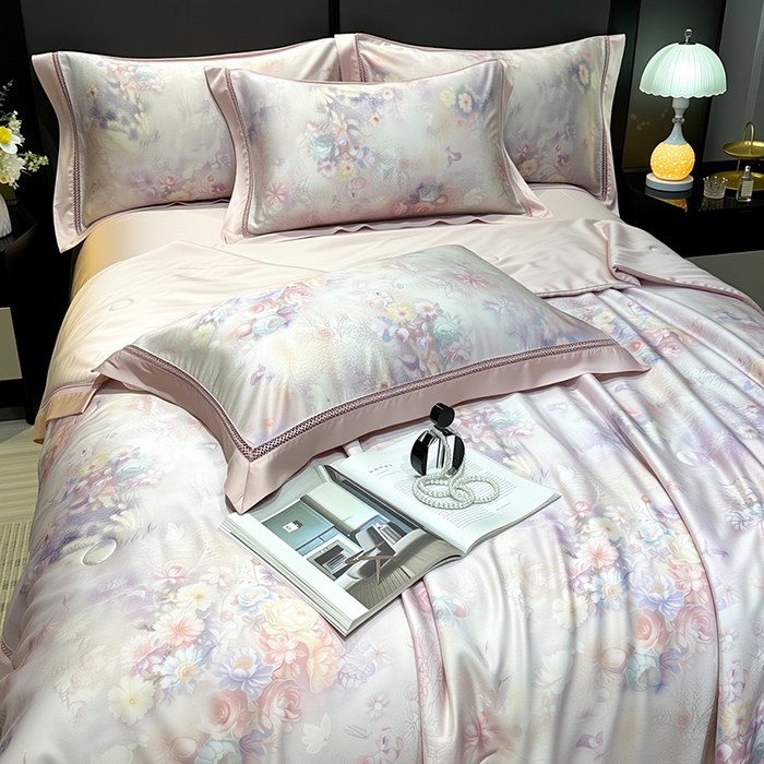 91家纺网 家纺一手货源 找家纺 欧夏家纺 2026新款兰精天丝数码印花镂空夏被空调被夏凉被薄被子可机洗 琦丽斯