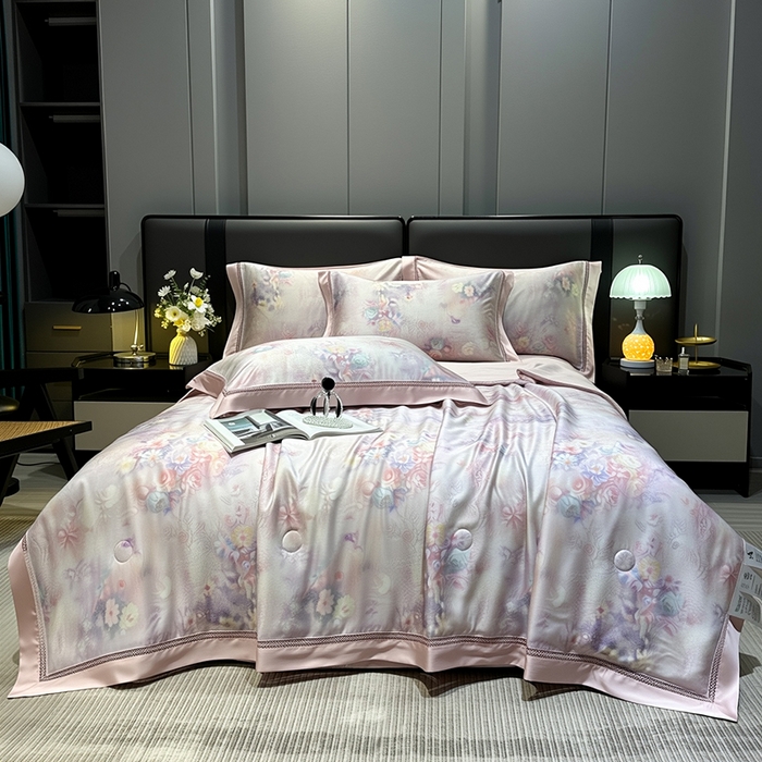 91家纺网 家纺一手货源 找家纺 欧夏家纺 2026新款兰精天丝数码印花镂空夏被空调被夏凉被薄被子可机洗 琦丽斯