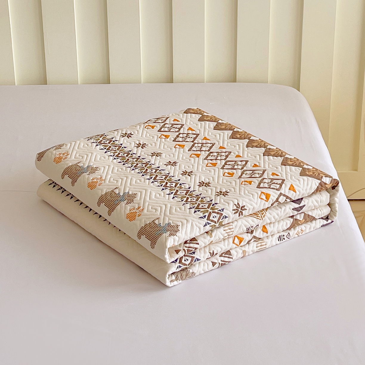 91家纺网 家纺一手货源 找家纺 金鑫汇家纺 2026春夏新款成人床新花型老粗布夹棉床盖软凉席席子可以机洗 安夏-咖