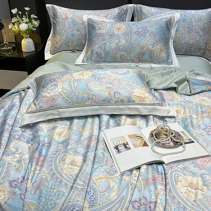 91家纺网 家纺一手货源 找家纺 欧夏家纺 2026新款兰精天丝数码印花镂空夏被空调被夏凉被薄被子可机洗 西西里-蓝