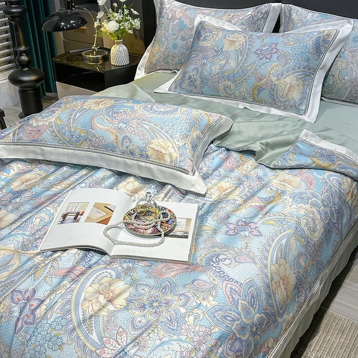 91家纺网 家纺一手货源 找家纺 欧夏家纺 2026新款兰精天丝数码印花镂空夏被空调被夏凉被薄被子可机洗 西西里-蓝