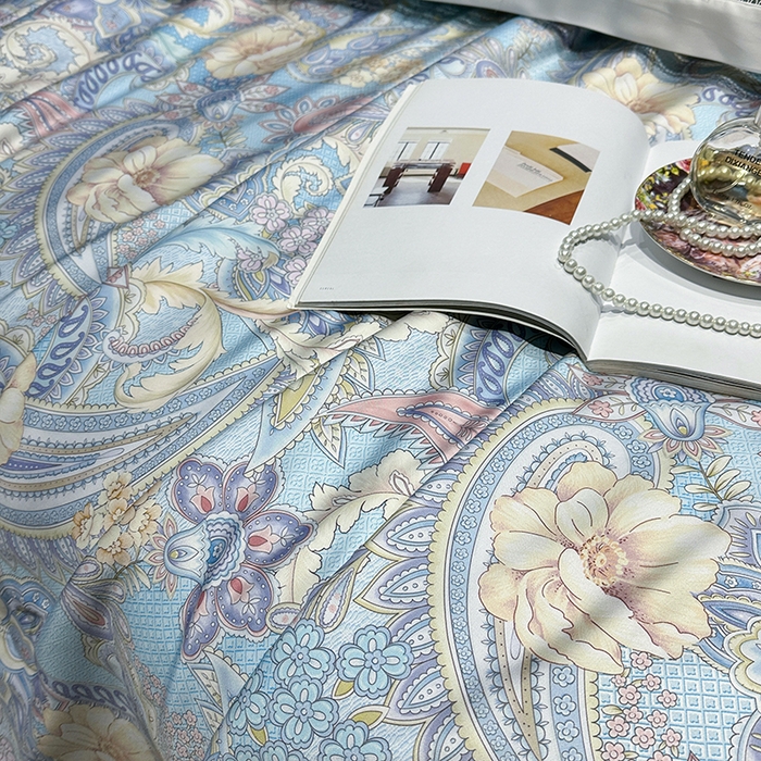 91家纺网 家纺一手货源 找家纺 欧夏家纺 2026新款兰精天丝数码印花镂空夏被空调被夏凉被薄被子可机洗 西西里-蓝