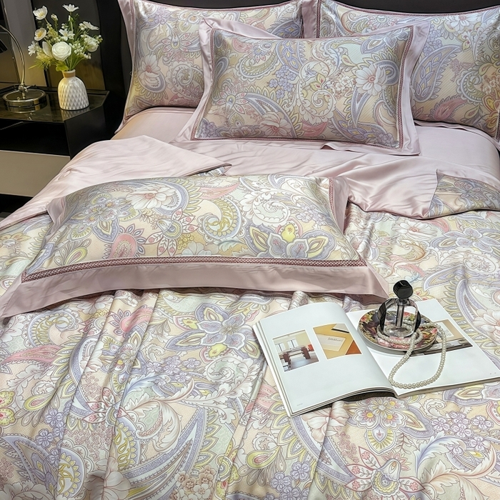 91家纺网 家纺一手货源 找家纺 欧夏家纺 2026新款兰精天丝数码印花镂空夏被空调被夏凉被薄被子可机洗 西西里-紫粉