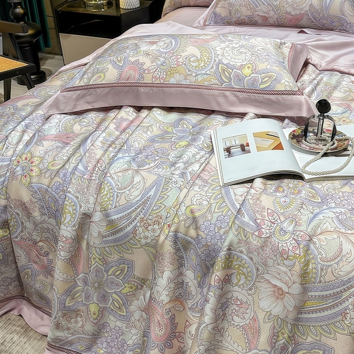 91家纺网 家纺一手货源 找家纺 欧夏家纺 2026新款兰精天丝数码印花镂空夏被空调被夏凉被薄被子可机洗 西西里-紫粉