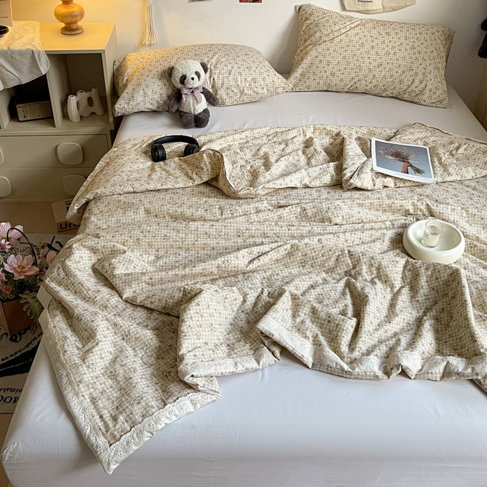 91家纺网 家纺一手货源 找家纺 耀悦家纺 2026新款纯棉a类棉纱夏被60支大豆纤维夏凉被双层纱 风雅