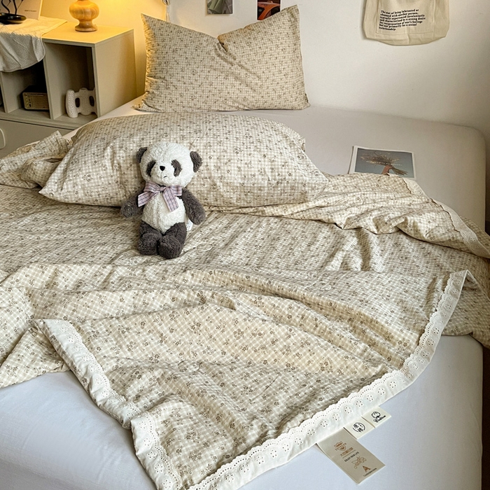 91家纺网 家纺一手货源 找家纺 耀悦家纺 2026新款纯棉a类棉纱夏被60支大豆纤维夏凉被双层纱 风雅