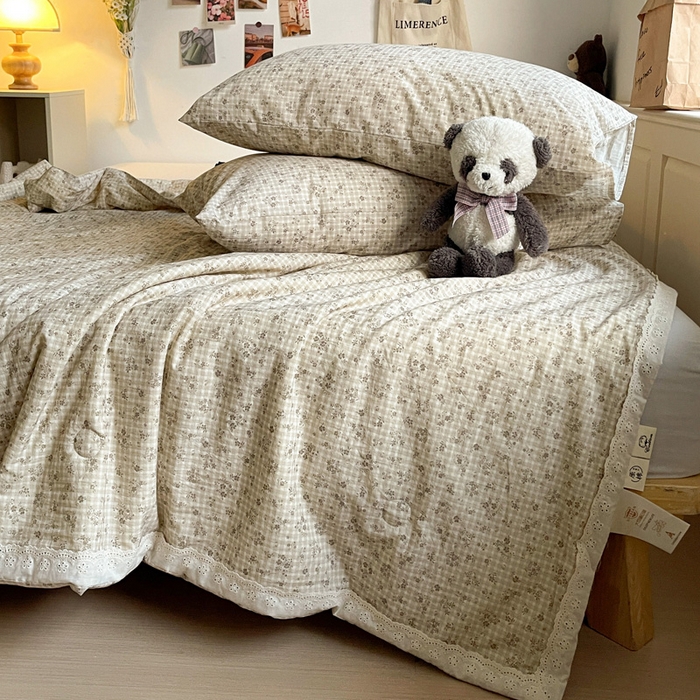 91家纺网 家纺一手货源 找家纺 耀悦家纺 2026新款纯棉a类棉纱夏被60支大豆纤维夏凉被双层纱 风雅