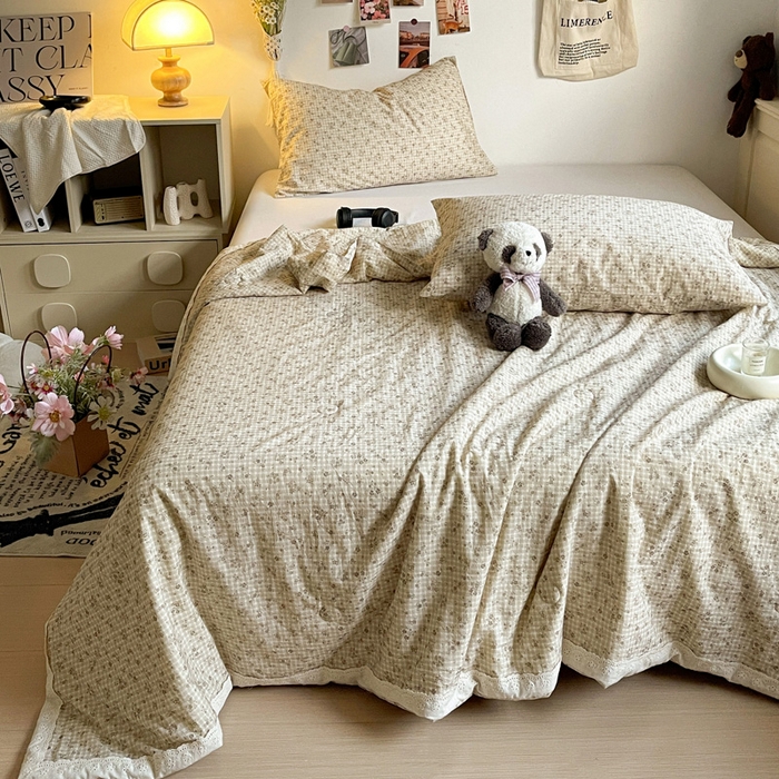 91家纺网 家纺一手货源 找家纺 耀悦家纺 2026新款纯棉a类棉纱夏被60支大豆纤维夏凉被双层纱 风雅