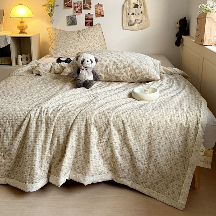 91家纺网 家纺一手货源 找家纺 耀悦家纺 2026新款纯棉a类棉纱夏被60支大豆纤维夏凉被双层纱 风雅