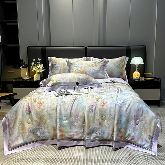 91家纺网 家纺一手货源 找家纺 欧夏家纺 2026新款兰精天丝数码印花镂空夏被空调被夏凉被薄被子可机洗 薰衣草