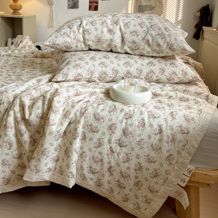 91家纺网 家纺一手货源 找家纺 耀悦家纺 2026新款纯棉a类棉纱夏被60支大豆纤维夏凉被双层纱 眷恋